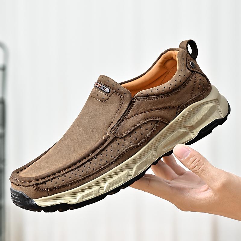 Men's Genuine Leather Casual Shoes Soft Anti-slip Rubber Loafers Man Leisure Walk Footwear Light Moccasins Outdoor Driving Shoes