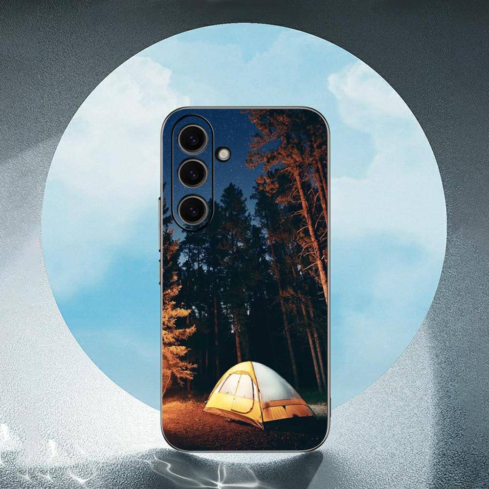 Кемпинг Природа Горы Роскошный Черный Чехол Для Телефона Для Samsung Galaxy S23 S24 S25 Ultra S22 Plus S21
