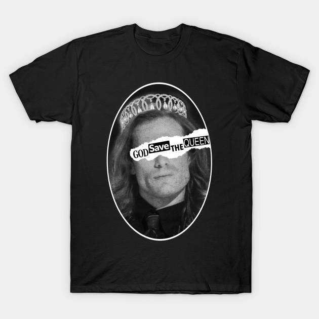 Men Black Print T-shirt God Save The Queen No-Cut Transfer Paper Print Cotton Tshirt