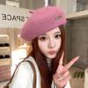 Big Head Circumference Hat Female Rabbit Fur Smiley Face Mark Beret Showing Face Small Solid Color Warm Painter Hat