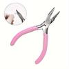 Pink Handle 5-Inch Precision Round Concave Pliers 1pc Half-Round Mouth & Half-Groove Needle Rolling Pliers for Metal Wire Looping & Bending
