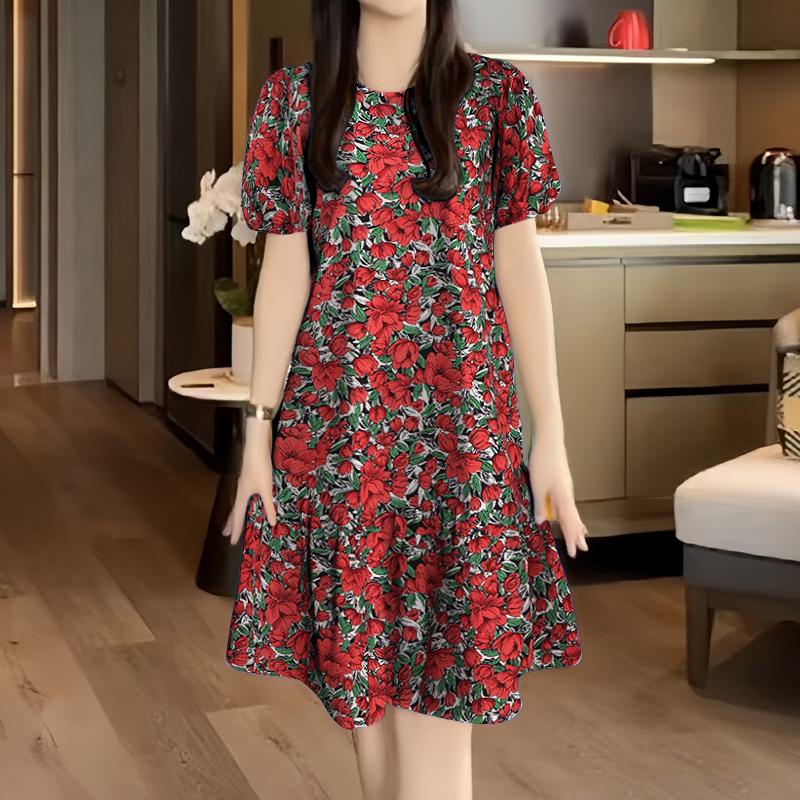 ZANZEA Women Casual Round Neck Short Sleeve Summer Floral Dress