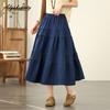 Корейский стиль весна-лето женская юбка миди с высокой талией базовая синяя джинсовая юбка пэчворк повседневные свободные многоярусные юбки женские