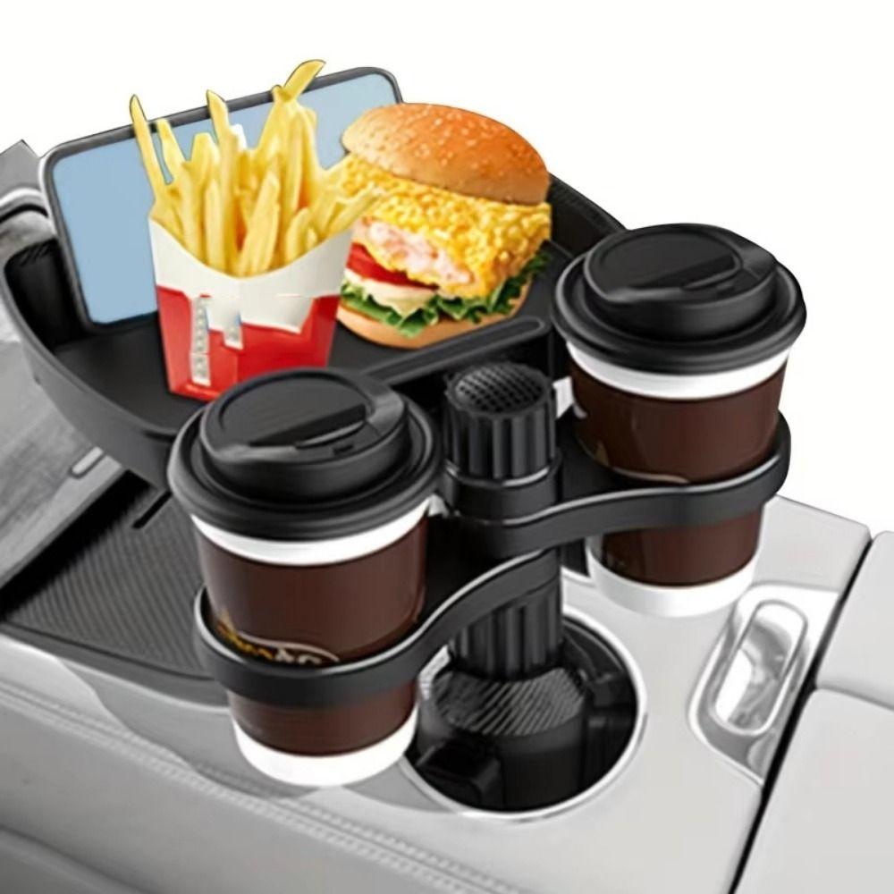 360° Rotation Cup Holder Food Trays Detachable Design Car Food Storage Rack Snack