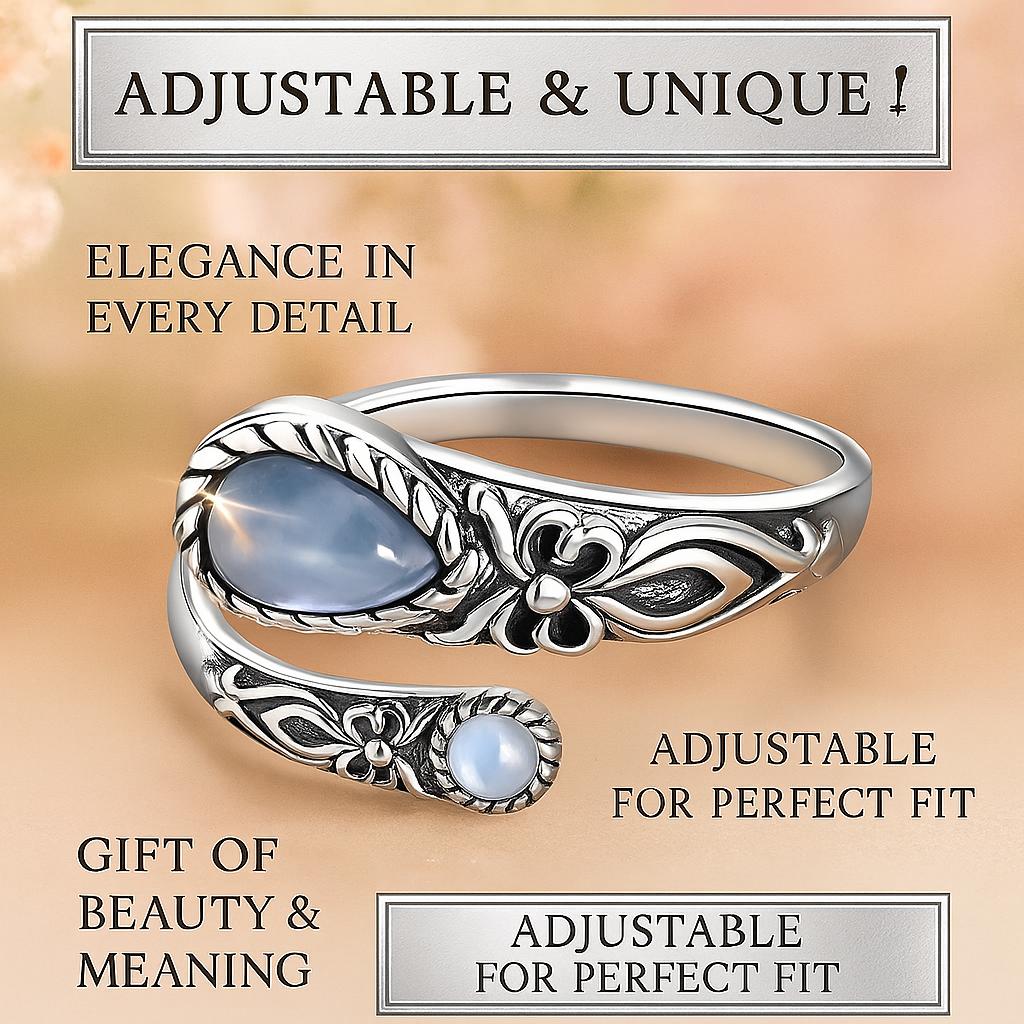 Кольцо Лунный камень Кольцо Серебристого цвета Регулируемое кольцо Бохо Винтаж Кольцо из ложки Бабочка Синтетический камень Подарок
