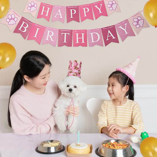 1 Набор Украшение для вечеринки в честь дня рождения питомца Флаг Треугольник Полотенце Шляпа на день рождения Шары