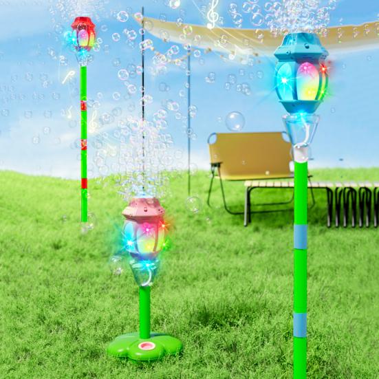 Automatic Bubble Machine for Kids Bubble Blower with Lights And Music Adjustable Height 17-38 Inches Vertical Bubble Tower Stand Hands-Free
