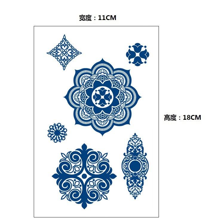 Постепенное изменение геометрический травяной сок лиса кит русалка имитация татуировки наклейка, переводная наклейка на воду