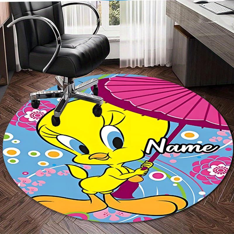 Personalized T-Tweety Round Chair Office Rug - Perfect for Mat, Office Chair & More - Ideal Gift for Birthdays and Holidays