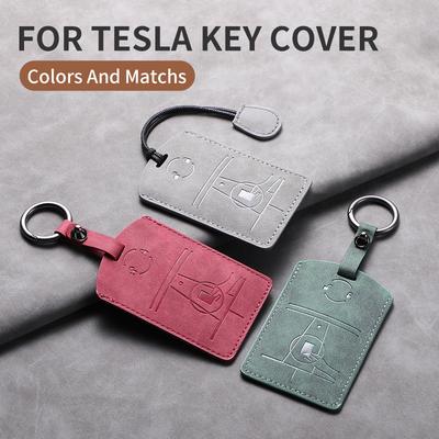 3D Кожаная Замшевая Чехол-Кобура Для Автомобильного Брелка Для Tesla Model 3 Model Y S X Model Y L Бесключевой Дистанционный Ключ Карта Комплект Защитный Корпус