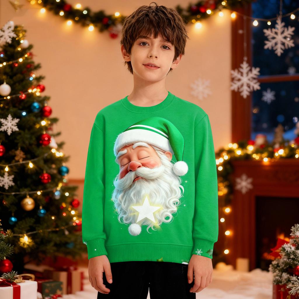 Рождественский свитшот для мальчиков и девочек, уродливая рождественская футболка, свитшот с круглым вырезом, для малышей, с длинным рукавом, пуловер, наряд, топы