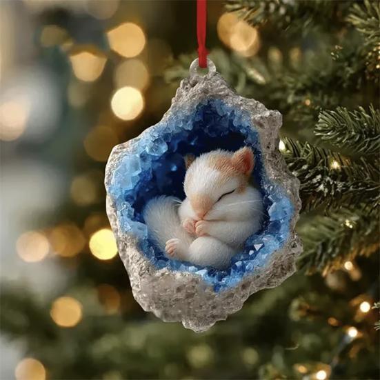 Геода Животное Адвент-календарь 2025 24 дня Календарь обратного отсчета с 2D акриловыми лесными кристальными пещерными животными, елочными украшениями