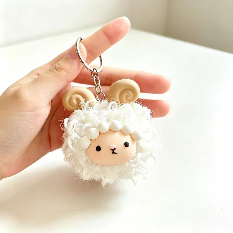 Soft Fluffy Curly Sheep Plush Keychain Mini Stuffed Lamb Pendant Durable Bag Accessory for Travel Luggage Decor Small Gifts