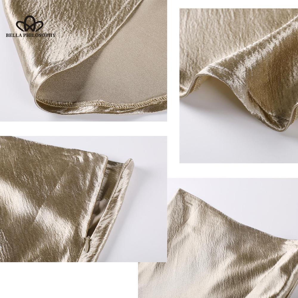 Женская глянцевая макси юбка металлических цветов