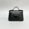 [Pre-Owned] Gucci Chevron Leather GG Marmont Mini Top Handle Bag 'Nero' - Excellent #1V9T0GG
