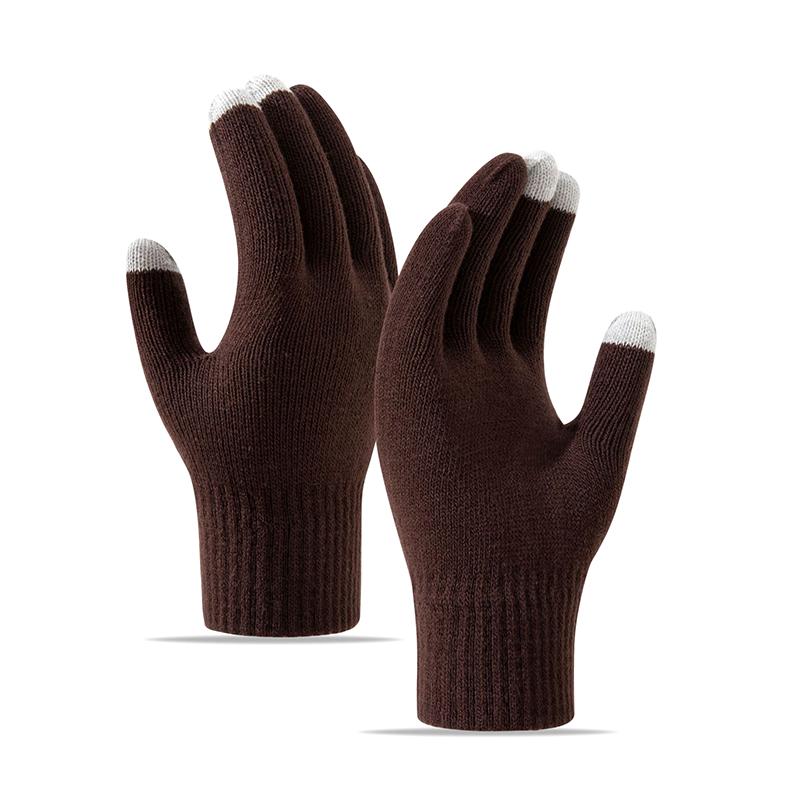Winter Touch Screen Gloves Women Men Warm Stretch Knit Mittens Imitation Wool Full Finger Guantes Female Crochet Thicken