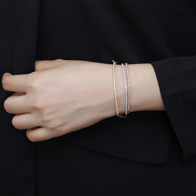 S925 Sterling Silver Chain Diamond Bracelet, Exquisite and High-end Feeling, Asymmetrical Hand Ornaments, Korean Version, Simple Temperament