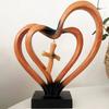 Minimalist Entwined Hearts Cross Modern Christian Standing Decor Hearts Cross Sculpture  Church