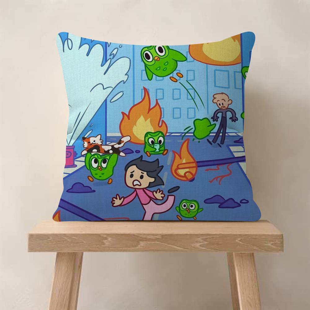Cartoon DDuolingo Owl HD Personalized Picture Text Home Decorative Pillows Household Gifts xcm