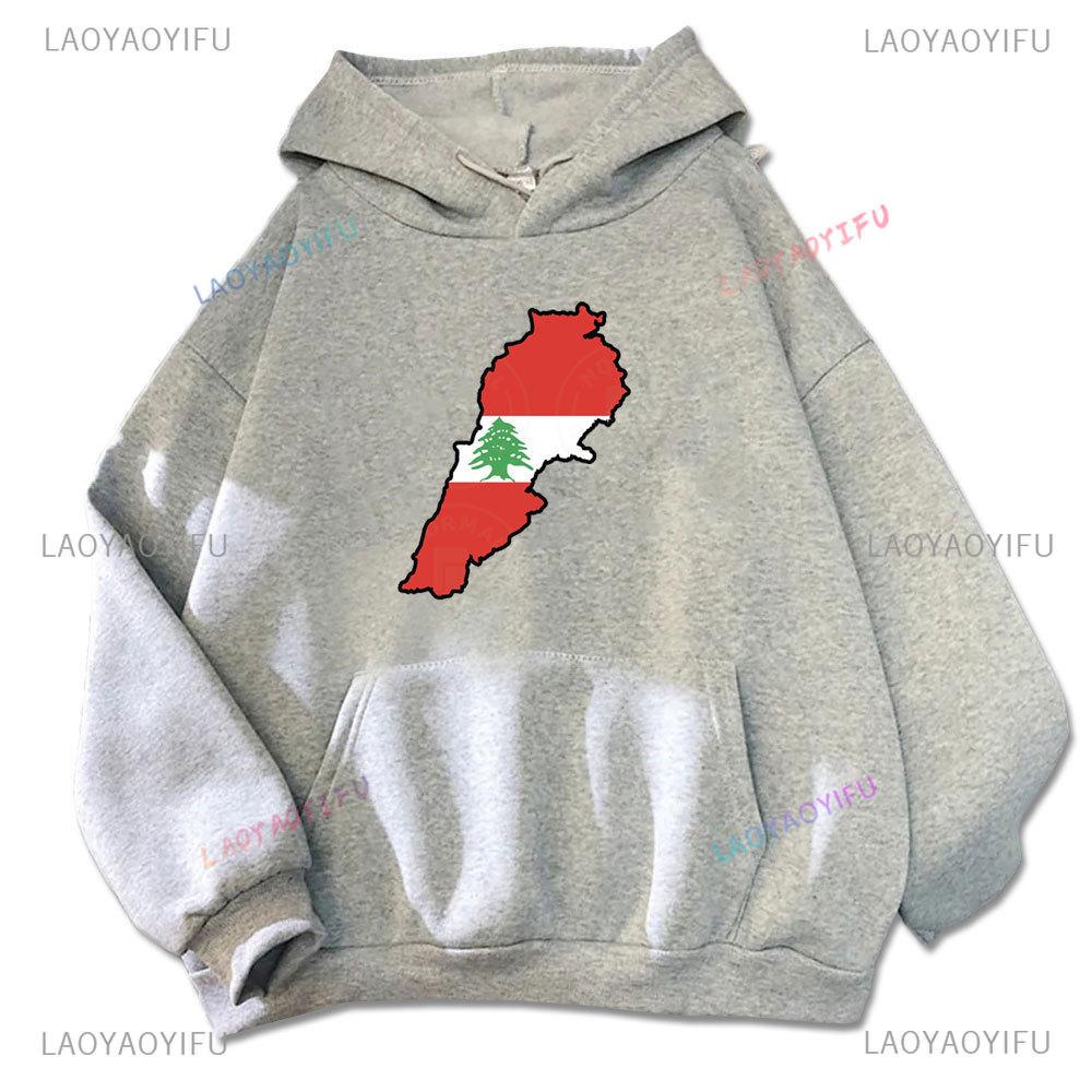 Это Не Моя ДНК Флаг Ливана Карта Мужская Толстовка с Длинным Рукавом Осень/Зима 2024 Графический Принт Карты Ливана Осенняя Толстовка