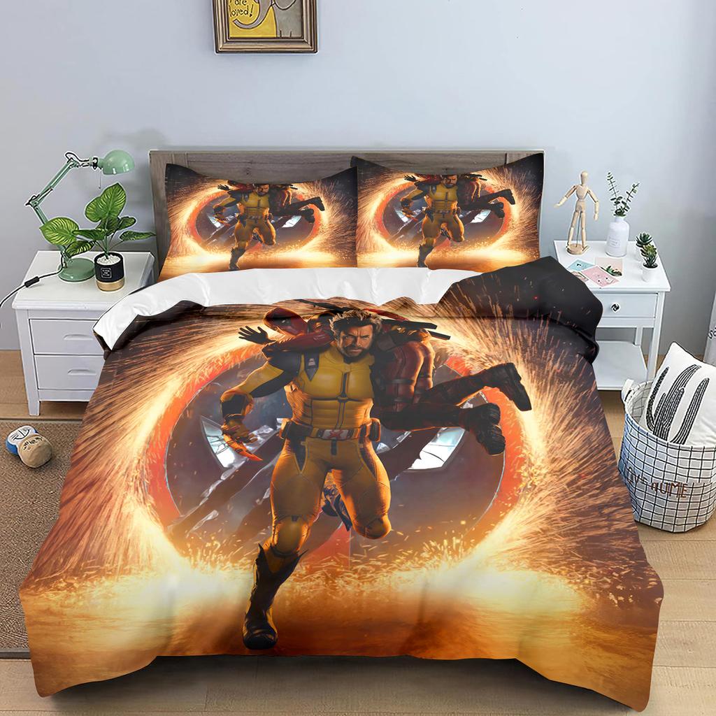 Deadpool Anime, Home Bedroom Comforte Nordic polyester material, suitable for children and adults, 3-piece set