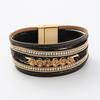 Bohemian Style European Retro Multilayer Women's Glass Drill Leather Magnetic Buckle Bracelet