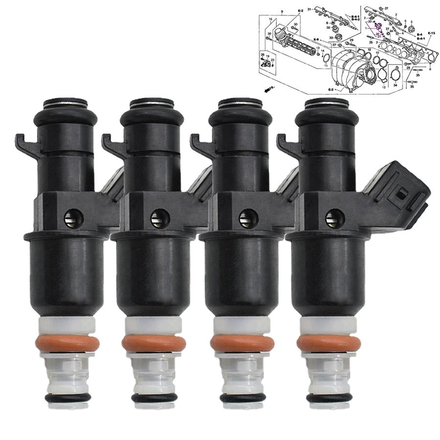 For 2002-2004 Honda CRV CR-V Replace Number 16450-PPA-A01 Fuel Injectors 4Pcs