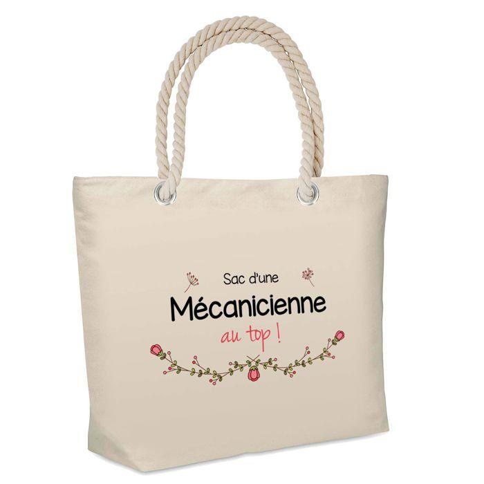 Sac de plage - PLANETEE - Mécanicienne au Top - Coton - Grande contenance - Imprimé en France