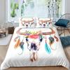 Bull Skull Duvet Cover Chic Feather Bedding Bohemian Exotic Branches Flower for Kids Teens Women Men Room Decoration Quilt Cover