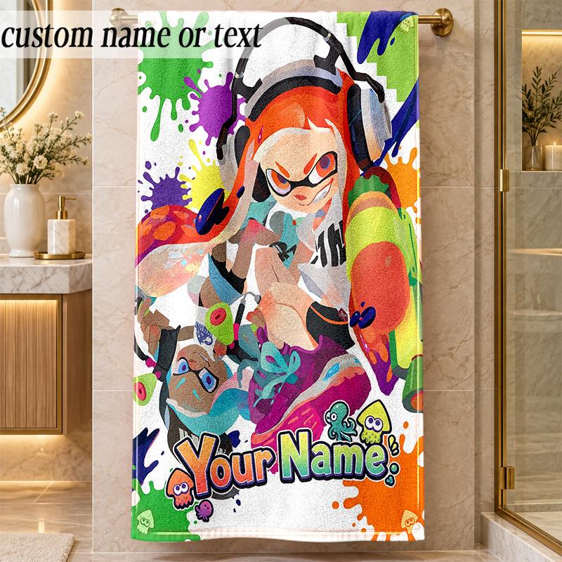 Beach TowelSplatoon Custom Name Text Personalized Soft Towel for Beach Pool Indoor Home Decor Gift