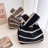 Stripe Handmade Knitted Women Shoulder Bags Casual Portable Ladies Small Handbags Shopper Student Reusable Girls Tote Wrist Bag