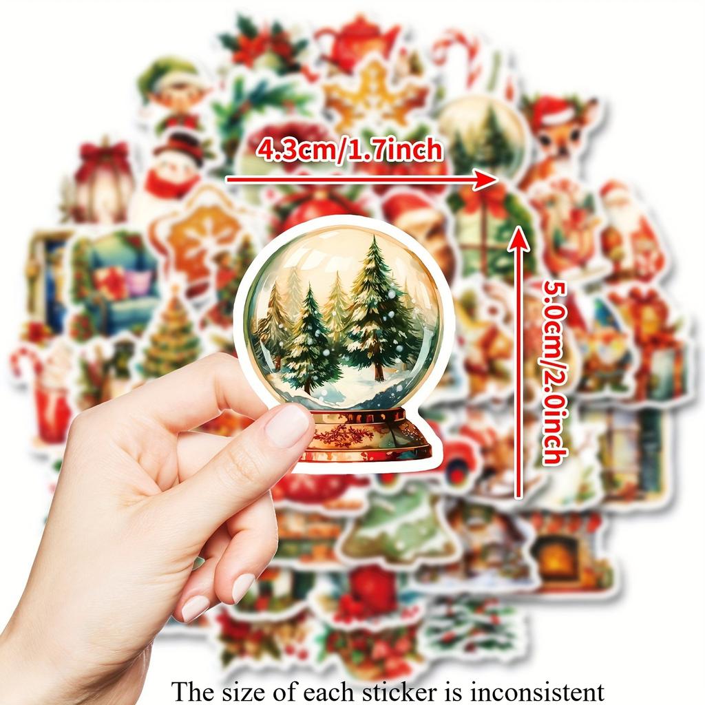 50 шт./набор Рождественские виниловые наклейки Наклейки для упаковки подарков Наклейки для ноутбуков, бутылок для воды, шлемов Наклейки для DIY-поделок Рождественское украшение