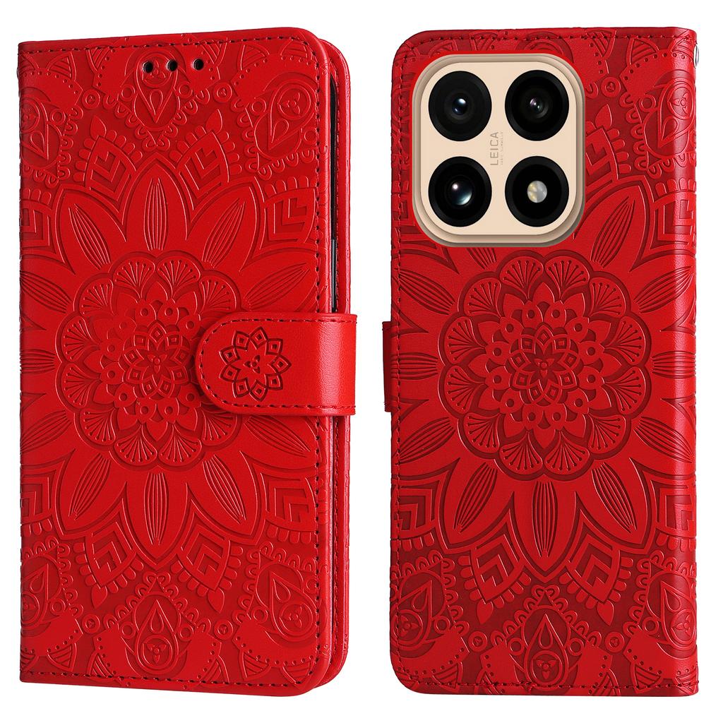 Для Xiaomi 15T Чехол Кожаный кошелек с оттиском подсолнуха Чехол для телефона