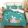 E-Easter Duvet Cover Set Single Twin Size Colorful E-Easter Eggs Nest Bunnies Theme Bedding Set Kids Boys Girls Polyester