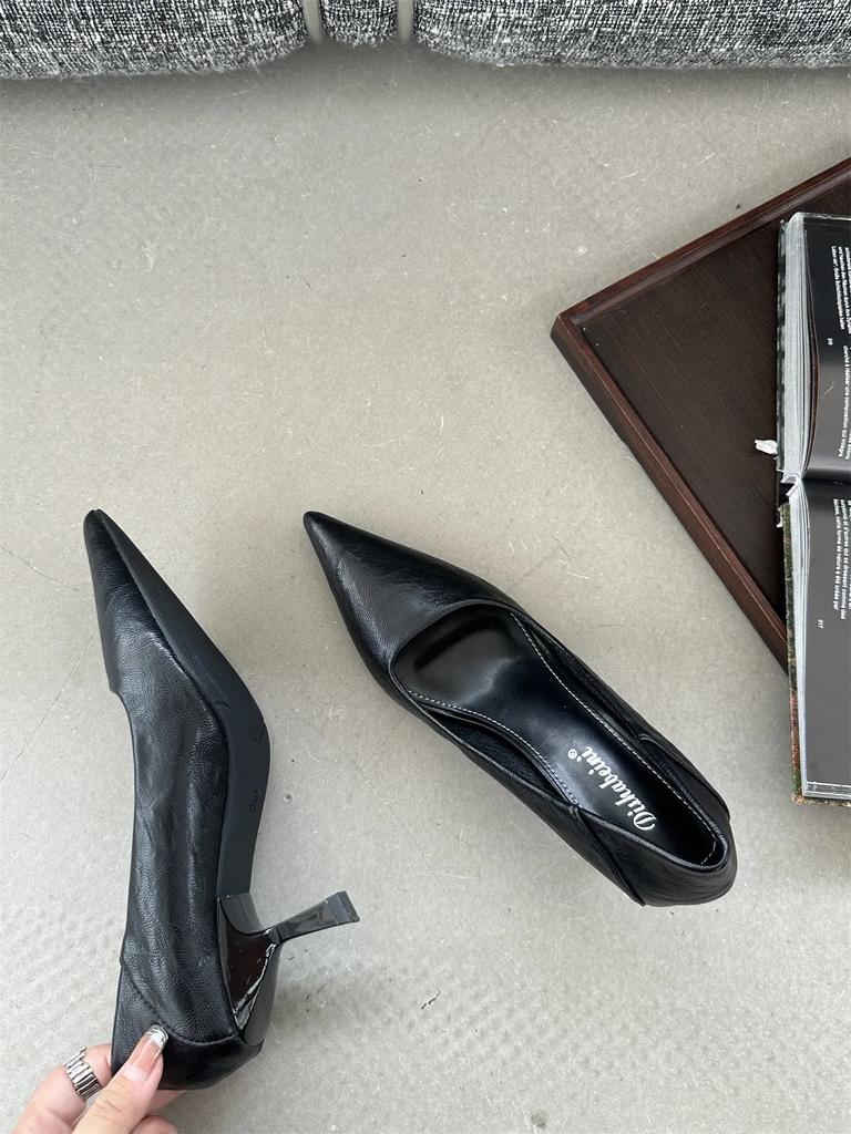 Office Footwear Leopard Print Women Pumps Heeled Shoes Fashion Pointed Toe Ladies Low Heel Shoes Career Female Slides Sandals