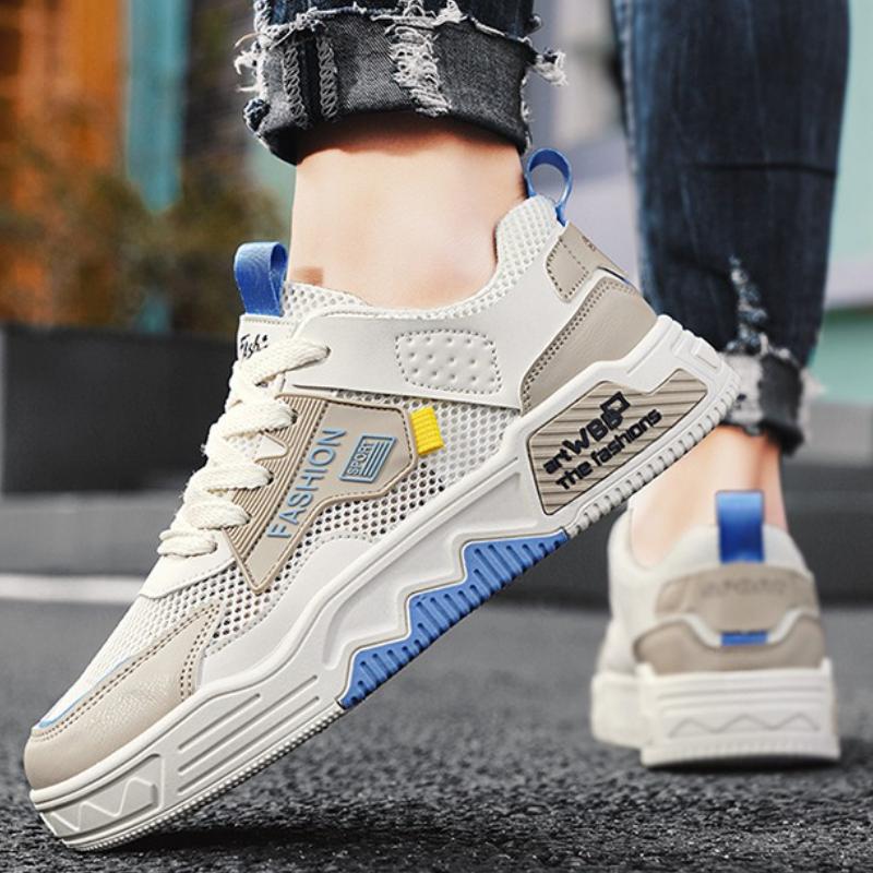 Designer Low-top Men's Sneakers Summer Mesh Breathable Casual Shoes Outdoor Fashion Versatile Soft Bottom Skateboard Shoes 2025