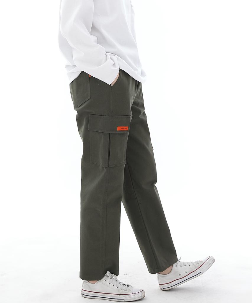Хлопковые брюки-карго twill Seinteukeulu, полуширокие, цвет хаки, Cs-301C