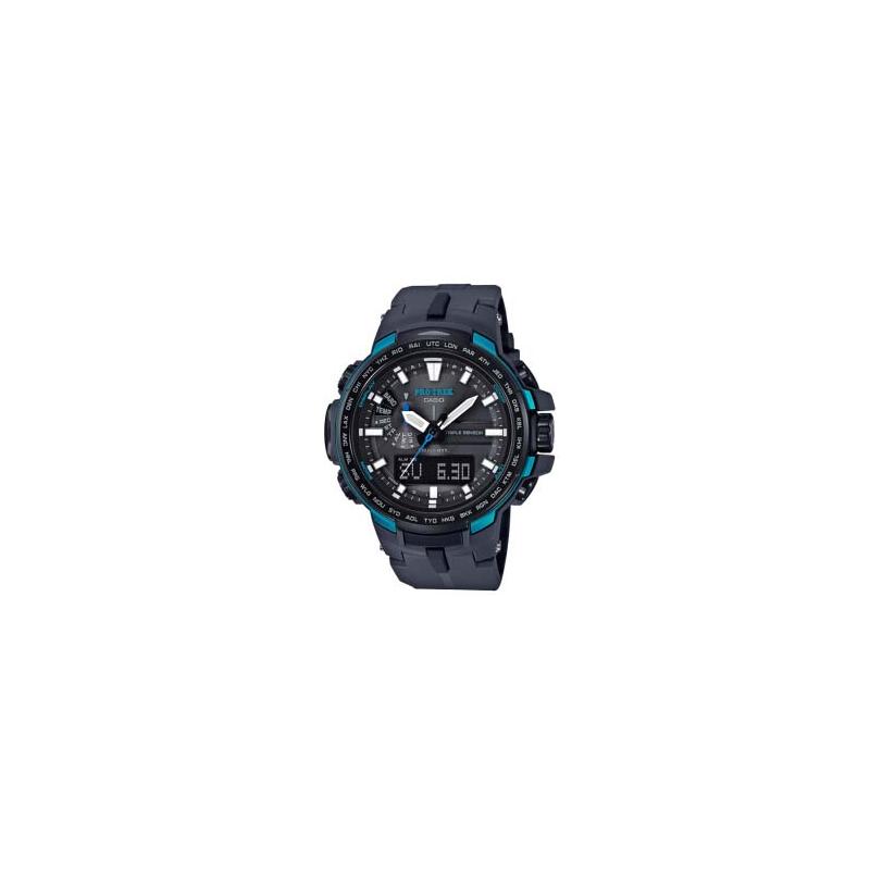 Casio Серия PRO TREK-Дисковый двойной дисплей Наручные часы для альпинизма Модные Солнечные с радиосинхронизацией Водонепроницаемые Многофункциональные Спортивные Умные часы Кварцевые PRW-6100Y-1APR