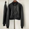 OFTBUY Women Vintage Loose Pu Faux Leather Short Jacket with Belt Motorcycle Jacket Female Zipper Retro Moto Biker Coat Outwear Tops