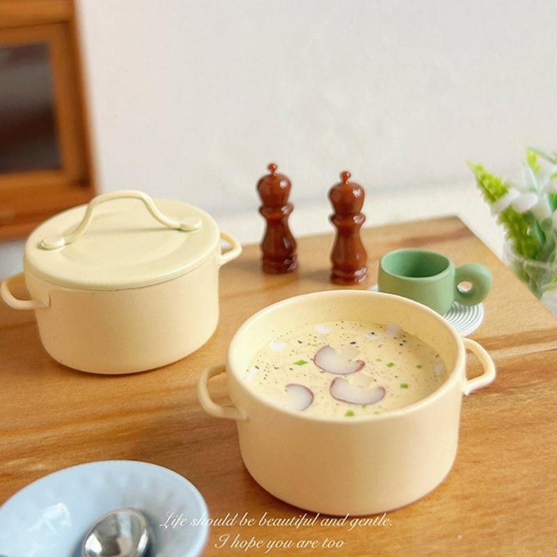 Детальная миниатюрная модель крем-супа из грибов, фигурка, аксессуар для кукольного домика, для композиции кухонной сцены, украшение