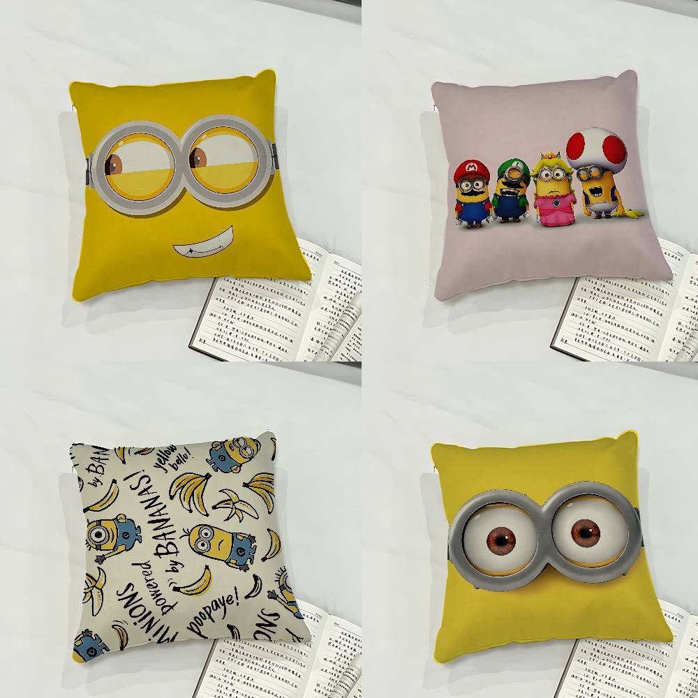 Cute MMinionS Case Plush Fabric Soft Pillowcase Double Sided Print Cushion Cover Household Gifts
