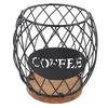 Coffee Pod Holder Iron Large Capacity Stylish Look Easy Access Wooden Base Coffee Pod Storage Organizer for Home Coffee