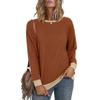 2025 Женский Повседневный Круглый Вырез Длинный Рукав Осенний Свободный Цвет Блок Пуловер