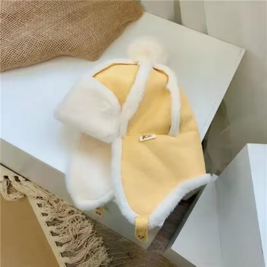 Fur Baby Hat for Girls Boys Plush Lining Winter Hat for Kids Cap with Earflap Skiing Windproof Baby Bonnet Infant Beanie 1-4Y