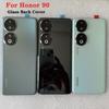 New For Honor 90 Tempered Glass Back Battery Cover For Honor 90 5G Back Cover Door Housing + Flash Cover + Camera Lens