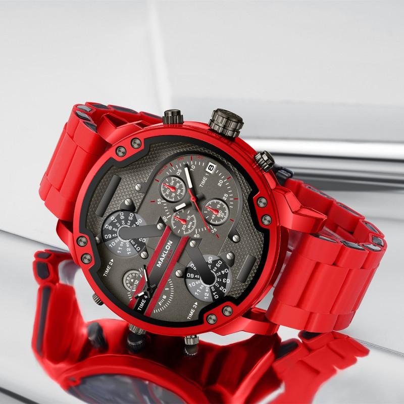 Large Dial GMT Dual Time Sport Watch Men Teens Alloy Case Stainless Buckle 49mm Quartz