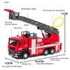 1/50 Alloy Diecast Car Model Toy Fire Engine Metal Vehicle Body Simulated Water Spray Light Sound With Pull Back Children's Toys