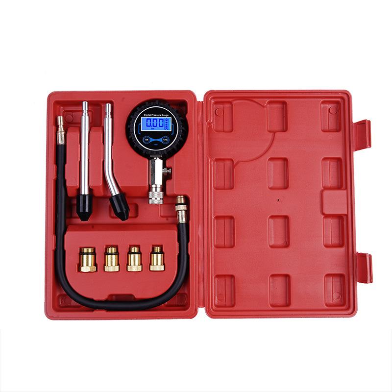 Digital Compression Tester Pressure Gauge Tester Kit Motor Auto Gas Engine Cylinder Motorcycle