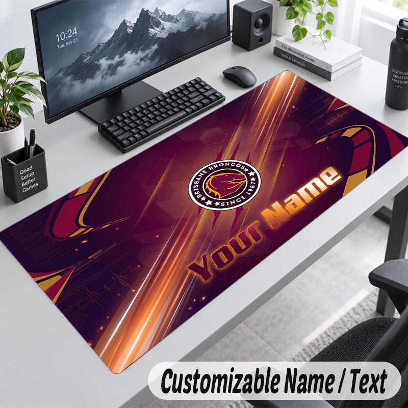 Custom Name Text Mouse Pad Brisbane Broncos Personalized Desk Pad For Work And Gaming