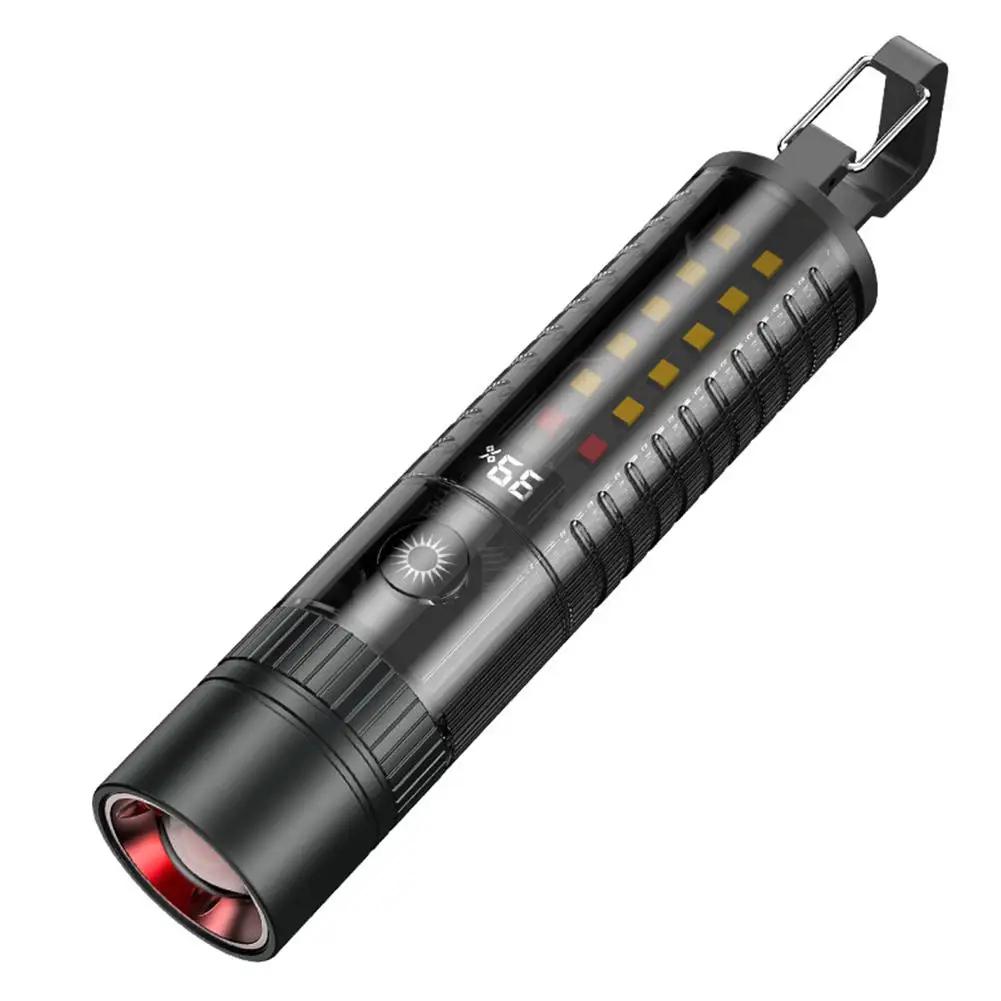 Outdoor Dual Source Strong LED Tungsten Lamp Telescopic Waterproof Torch Bright Work Hook Light Camping Flashlight Zoom Wit N2X3